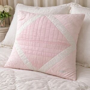 Pink With White Silk Euro Sham NEW